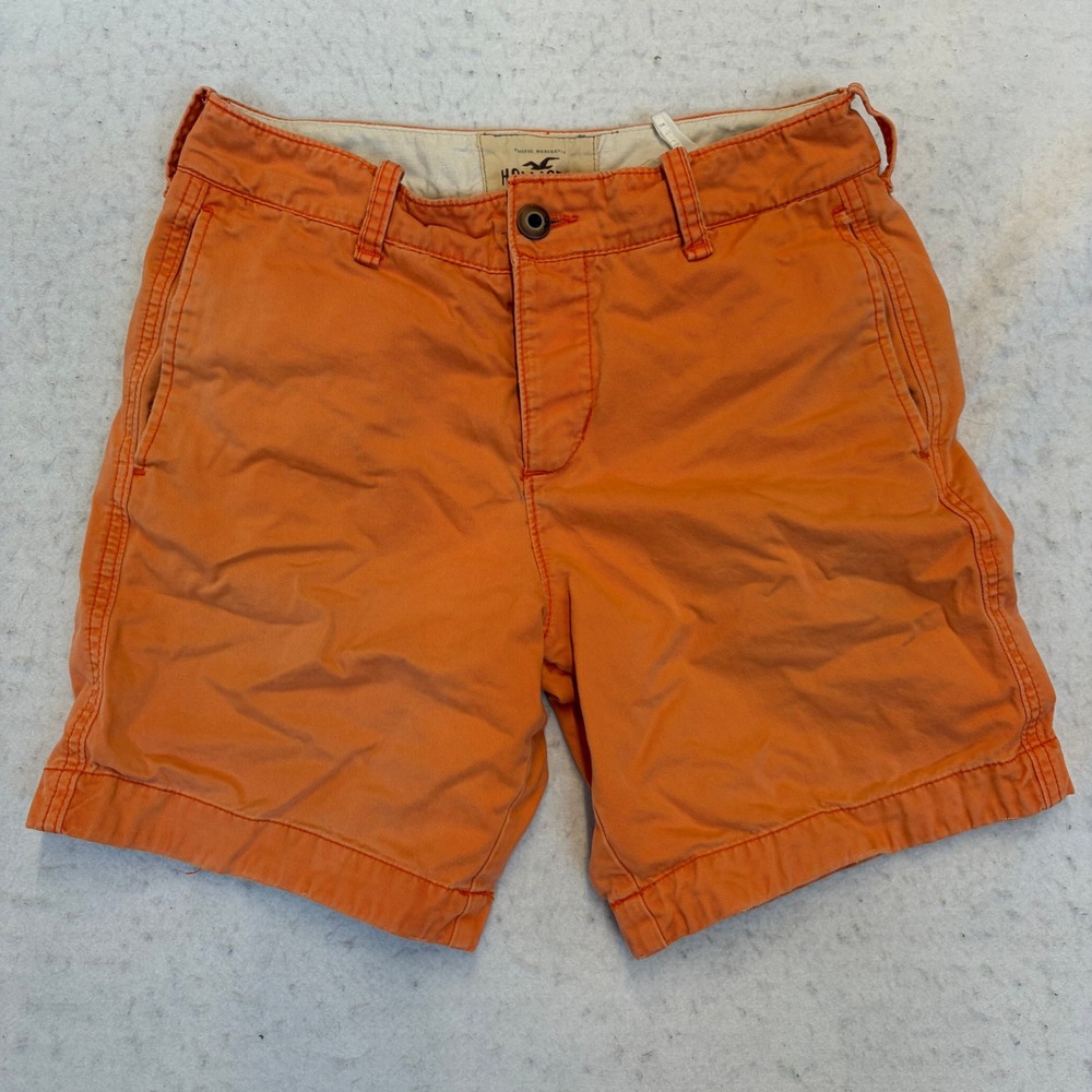 Hollister Chino Shorts Mens 30 Orange Classic Fit Cotton Casual